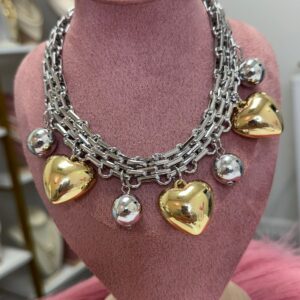 Neacklace Gold and Silver Hearts