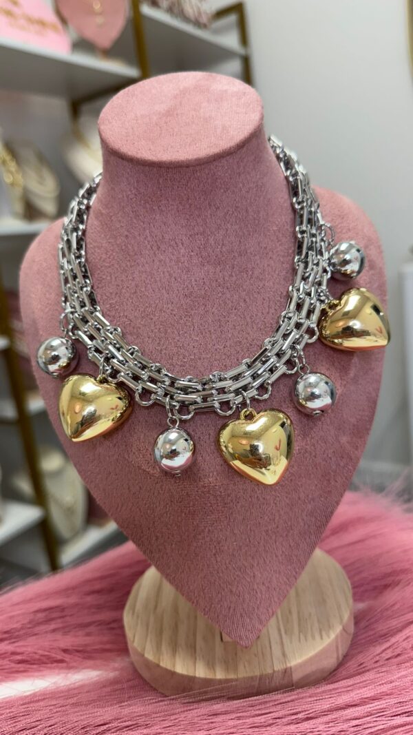 Neacklace Gold and Silver Hearts