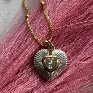 Silver and Gold Heart Chain