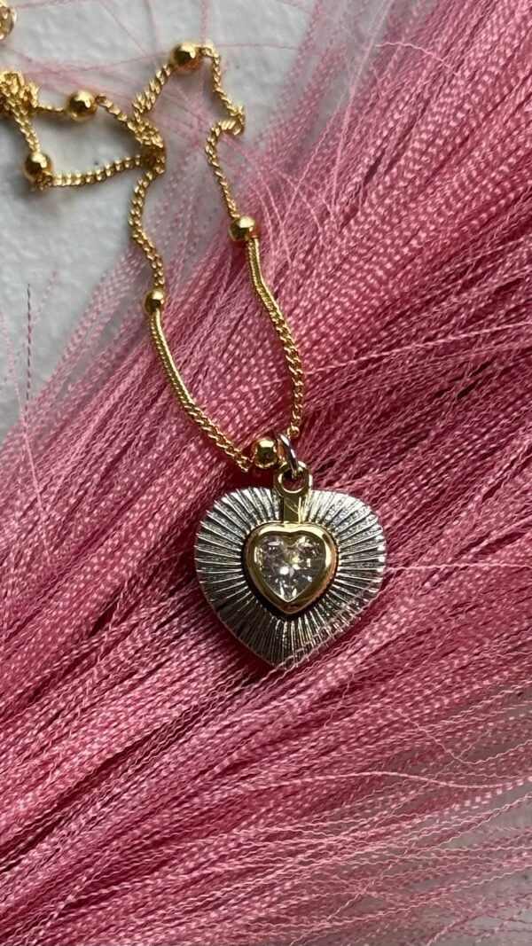 Silver and Gold Heart Chain